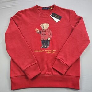 Polo Ralph Lauren S Red LUNAR NEW YEAR POLO BEAR Cotton Hoodie Sweatshirt NWT